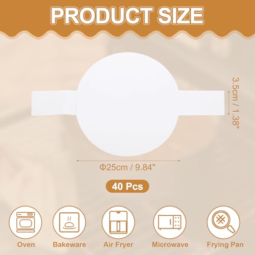 uxcell Parchment Paper Rounds 10" White 40 Sheets - color: White, size: 9.8"