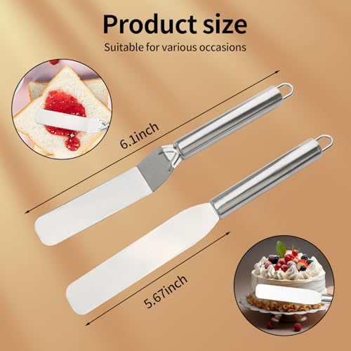 Icing Spatula,Stainless Steel Offset Icing Spatula,rofessional Cake Angled Offset Spatula with Stainless Steel Blade - Thickened Frosting Knife with Durable Plastic Handle for Cake Decorating