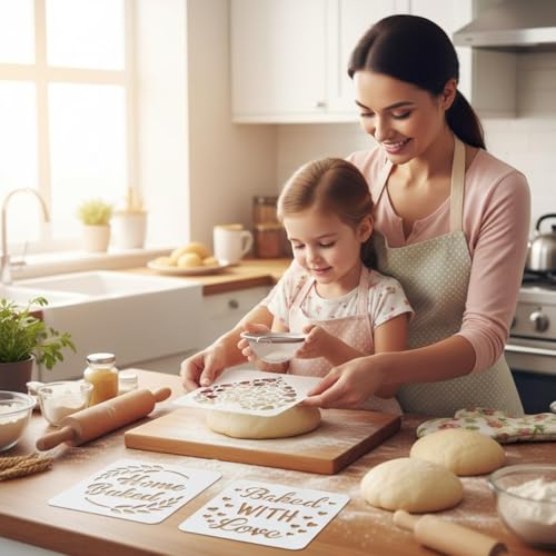 16 Pcs Sourdough Stencils for Bread Cookie Stencils Baking Mold Set Cake, Pie, or Cookie Cook Baking Template 16 Styles(6 x 6 Inch)