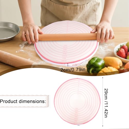 2pcs Pie Crust Bags with 10-27.5cm/4-11in Size Marks, Silicone Non-Stick Zipper Dough Rolling Bags for Pie Crust & Pizza Dough Dishwasher Safe (Pink) - color: Pink