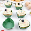 Heart Shaped Silicone Cupcake Liners, 6 Pack Reusable Non-Stick Baking Molds for Muffins, Cupcakes, Oven Safe, Dishwasher Safe (Green)