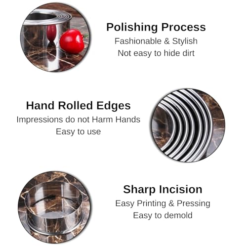 12 Pieces Round Cookie Cutter Set, Stainless Steel Circle Pastry Cutters