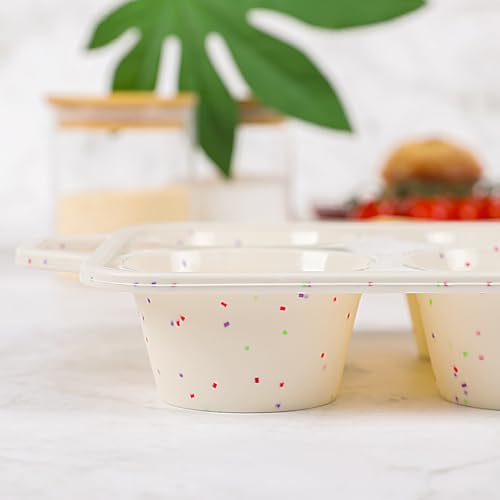 Vinino Jumbo Muffin Pan with Metal Reinforced Frame-2Pack, Silicone Cupcake Pan for Baking 6 Cup Jumbo Size, BPA Free Silicone Muffin Tray, Cupcake Baking Pan Molds for Oven Dishwasher Safe-Cream - size: Jumbo