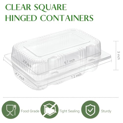TOFLEN Sturdy Plastic Hinged Food Containers with Clear Lids, 40 Pack