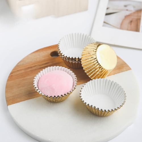 200 Pcs Foil Metallic Baking Cups Mini Cupcake Liners Small Muffin Paper Cases Mini Paper Muffin Liners Cupcake Wrappers Silver - color: Silver
