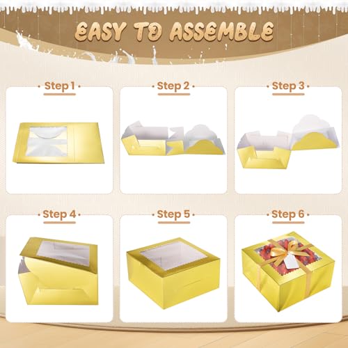 32Pcs 10 Inch Cake Boxes with Cake Boards (16Boxes & 16Boards) Gold - color: Gold
