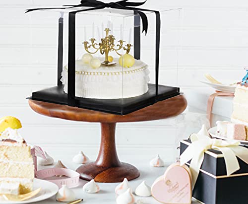 XININSUN 6inch Clear tall cake Box with Ribbon, 8 X 8 X 9inch for Bakery Boxes Clear Gift Boxes,ideal for wedding birthday party and gift display-Black - color: Black-8x8x9inch-6Pcs