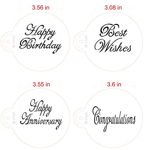 Designer Stencils Script Celebration Cake Stencils Set, Beige/Semi-Transparent