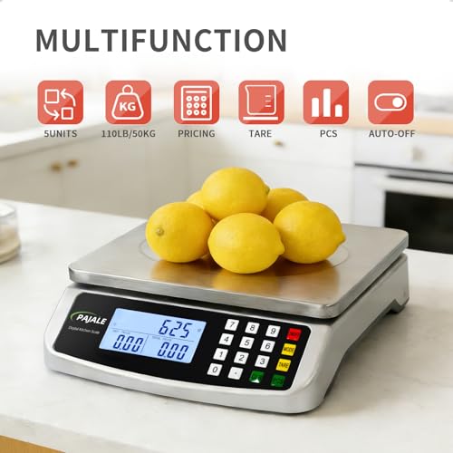 Large Food Scale 110lb Digital Commercial Kitchen Scale Grams Ounces - color: SILVER 50KG