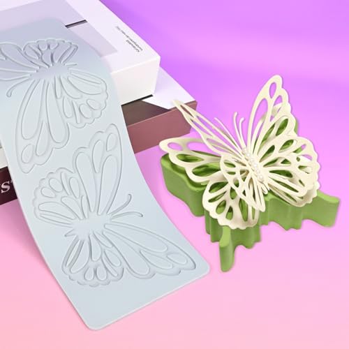 TUKE Silicone Lace Mold Butterfly Pattern Fondant Molds DIY Embossing Mat for Cake Decorating Annimal Design DIY Craft, Chocolate, Resin, Clay, Soap Making (F_ Butterfly) - size: F_ Butterfly