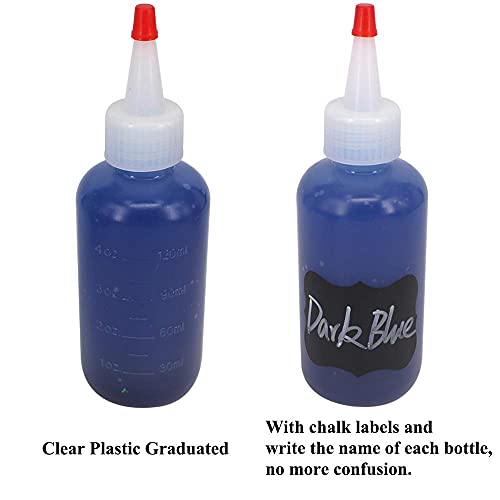 12 Pack 4-Ounce Empty Plastic Squeeze Bottles with Red Tip Caps Multipurpose Squirt Bottle - size: 4 Ounces (Pack of 12)
