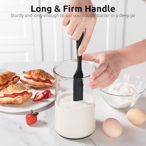 U-Taste Skinny Silicone Jar Spatula Scraper, 10in Sourdough Tool, Black - color: Black, size: 9.72 in