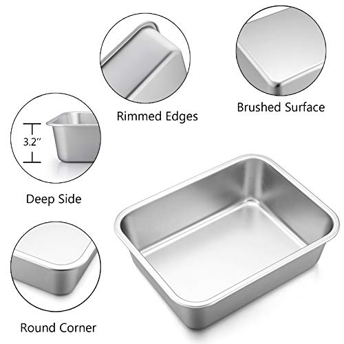 P&P CHEF Stainless Steel Lasagna Pan, Rectangular Baking Pan 10.7" Lx3.2 H - size: 10.7" L x 3.2" H