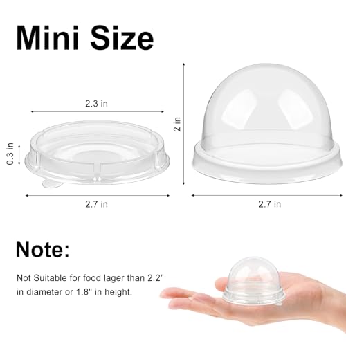 Zezzxu 50 Pack Mini Cake Containers with Lids, Clear Domes - color: Clear, style: 50 Pack
