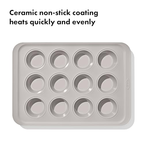 OXO Good Grips Non-Stick Pro Ceramic Coated Metal Bakeware, 12 Cup Muffin - color: Storm Blue, size: Muffin Pan