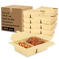 Karat Paper To Go Food Container [76 oz - 200 ct], 2-Compartment Leak-Resistant, Microwavable, Heavy-Duty Take Out Boxes | Grease Resistant & Stackable | #3 Kraft - color: Kraft, size: 76 - 2C