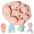 Marine Theme Silicone Mold, Ocean Life Mold for Chocolate Candy Baking - color: Pink-XY078