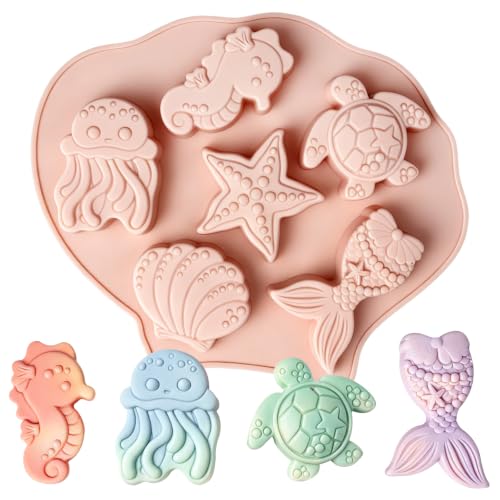 Marine Theme Silicone Mold, Ocean Life Mold for Chocolate Candy Baking - color: Pink-XY078