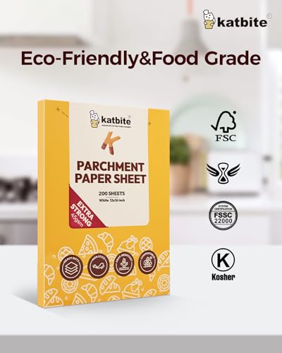 Katbite 200PCS 12x16 In Heavy Duty Flat Parchment Paper, Parchment Paper Sheets for Baking Cookies, Cooking, Frying, Air Fryer, Grilling Rack, Oven(12x16 Inch) [Extra Strong Series] (Pack of 2) - size: 12"x16"-200 (Pack of 2)