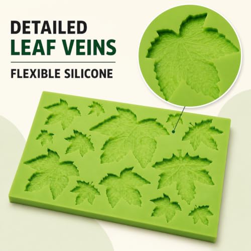 13-Cavity Fall Leaves Silicone Mold for Fondant, Color Varies - style: fall leaves molds