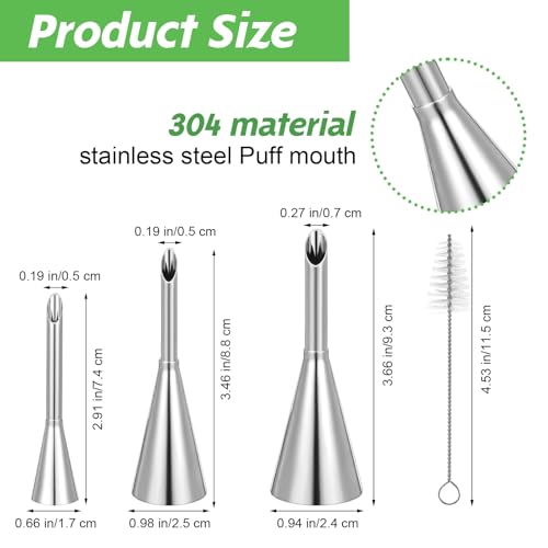 Cream Filling Piping Tip, 3PCS Long Puff Nozzle Tips, for Donuts