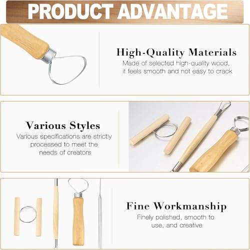 LINPHCEY 8Pcs Clay Sculpting Tools Set Perfect for Polymer Air Dry Modeling Clay Beginners & Professionals Ideal for DIY Pottery & Ceramics Tools for Clay Sculpey Sculpting & Crafting - color: 9PCS/SET