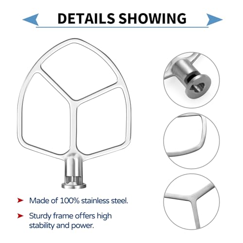 Stainless Flat Beater for KitchenAid 5 Plus - 6QT Bowl Lift Mixer - size: Flat Beater