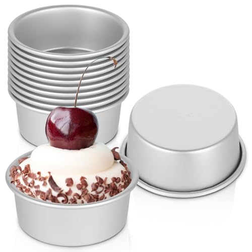 12 Pcs 4 Inch Round Cake Pans, Nonstick Aluminum Mini Cake Pans for Cheesecake, Pizza, Quiche, Leakproof & Easy Release, Silver