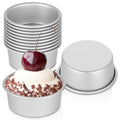 12 Pcs 4 Inch Round Cake Pans, Nonstick Aluminum Mini Cake Pans for Cheesecake, Pizza, Quiche, Leakproof & Easy Release, Silver
