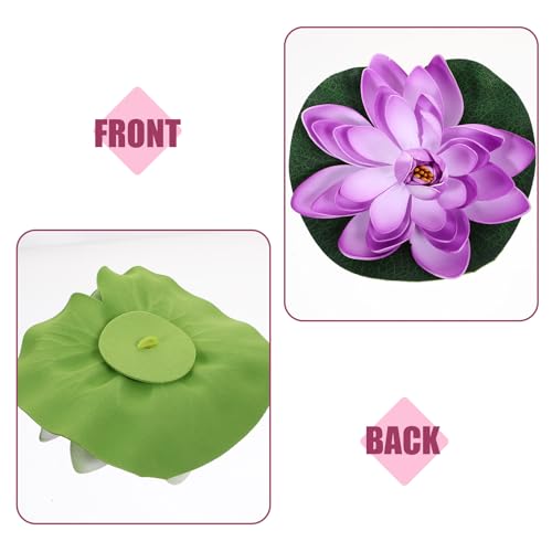 ULTECHNOVO 6pcs Artificial Floating Foam Lotus with Water Lily Pad, Decor Floating Pool Simulation Water Lilies Garden Floating Decoration Pond Plants Fake Artificial Purple Floor