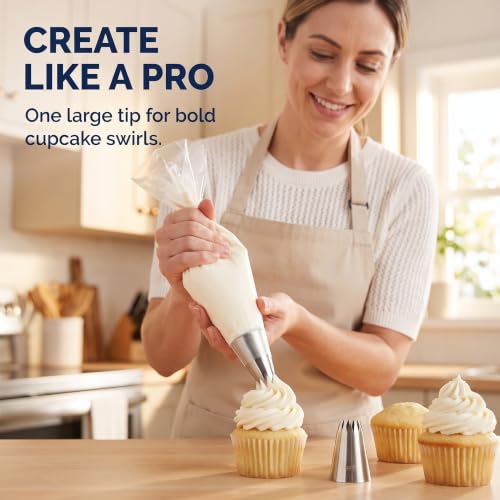 Piping Tip, Piping Tips for Eclair, Open Star Pastry Tip Large for Piping, Icing Tips, Decorating Tools, Icing and Piping Tips (9FT)