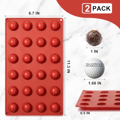Semi Sphere Silicone Molds, 24-Cavity Non-Stick Chocolate Molds - color: 1" Semi Sphere 2 Pcs