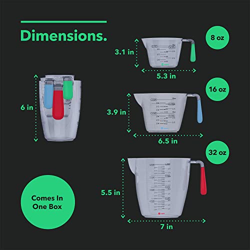 Vremi 3 Piece Plastic Measuring Cups Set BPA Free Stackable Measuring Cups
