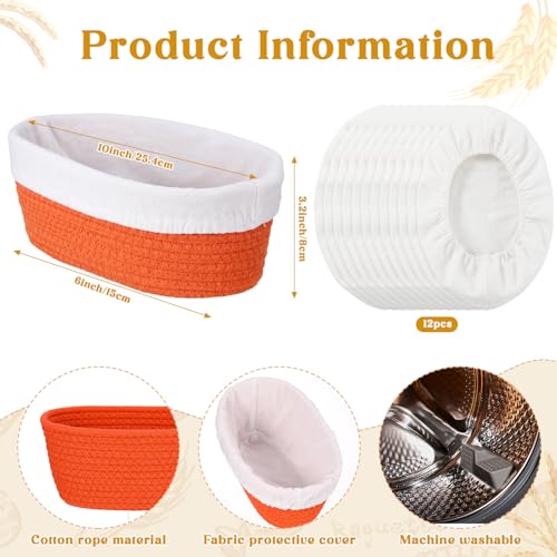 4 Pcs 10 Inch Bread Proofing Basket Set Cotton Rope Oval Banneton Basket Sourdough Bread with Liners Covers for Baking Supplies (Vibrant Color) - color: Vibrant Color, size: 10 Inch