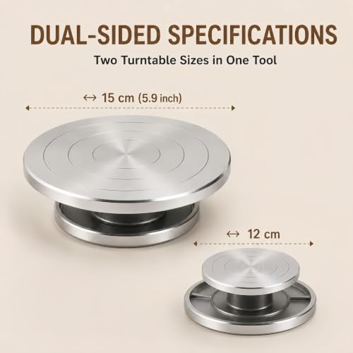 Feqsky 5.9 Inch Pottery Turntable, Double Sided Aluminum Banding Wheel