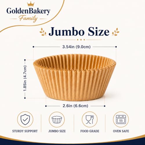 Jumbo Cupcake Liners,300 pcs Natural Muffin Liners Baking Cups for Baking - color: Natural（300pcs）