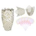 uxcell 50Pcs Tulip Cupcake Liners with 5Pcs Cheese Markers Muffins Liners - color: White