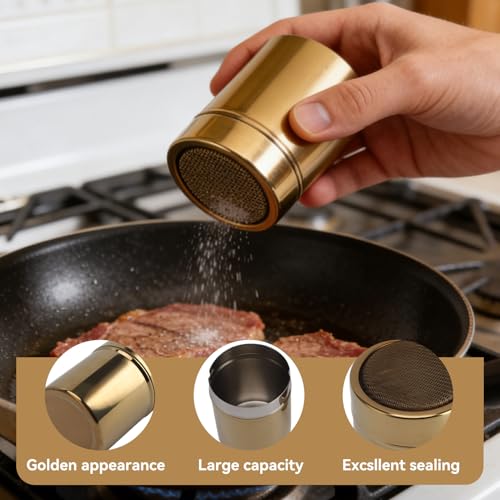 Powder Sugar Shaker Duster, Stainless Steel Dredge Shaker Powder Sugar Dispenser Fine Mesh Shaker for Salt Seasoning