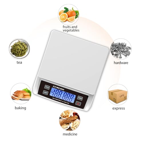Food Scale 66lb,Rechargeable Digital Kitchen Scale for Baking - color: White