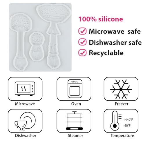 Mushroom Silicone Mold Fungi Mushroom Fondant Molds Set of 4 - color: Style D
