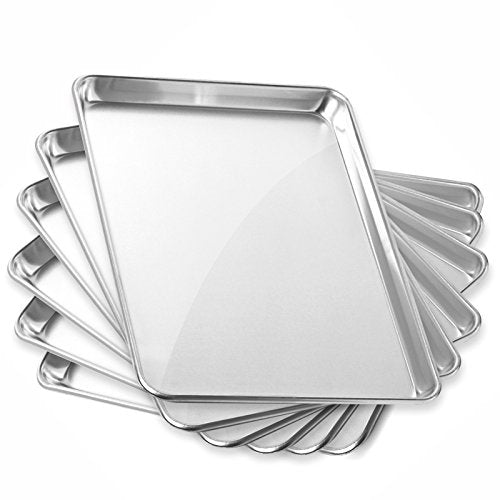 GRIDMANN 13" x 18" Commercial Grade Aluminum Cookie Sheet Baking Tray Jelly Roll Pan Half Sheet - 6 Pans - size: 13 x 18 - Standard