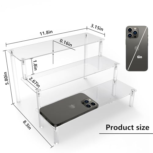 AZEAM Acrylic Display Riser, Clear Perfume Organizer, 3 Tier Cupcake Stand - size: 3-Tier 12 Inches 3 Packs