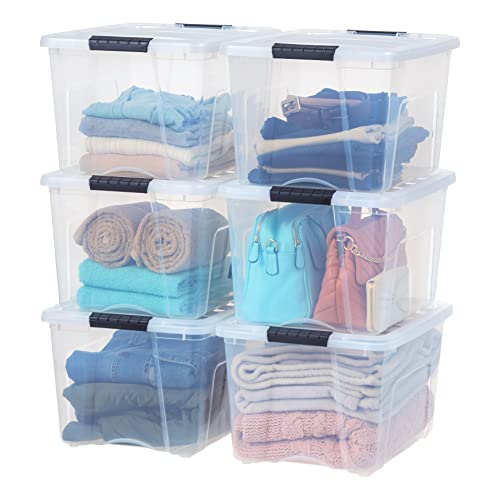 IRIS USA 35 Qt. Letter/Legal File Box with Latching Lid, Navy/Gray - color: Clear, size: 40 Qt, style: 6 Pack