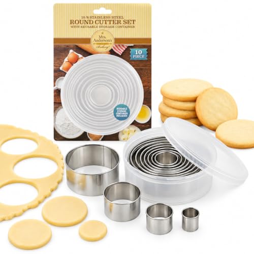 Mrs. Anderson's Baking Cookie Fondant Cutters, Graduated Round - size: Set of 5