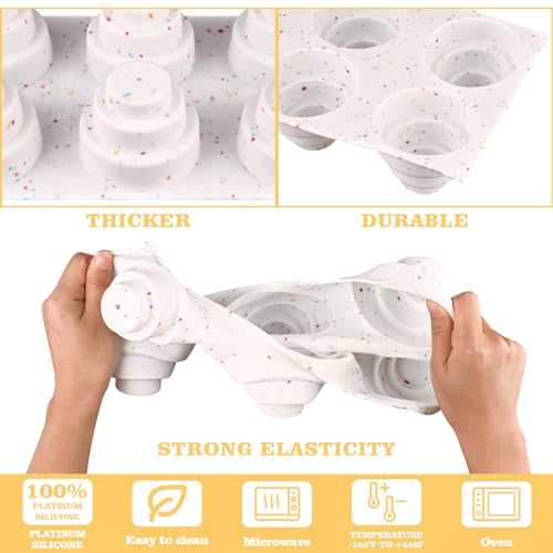Sakolla 2 Pack 3 Tier Mini Cake Molds, 6 Cavity Silicone Cake Molds for Baking Cake Pop, Cakesicle, Brownie and Mousse (Confetti) - size: Mini Cake Molds/2 Pcs