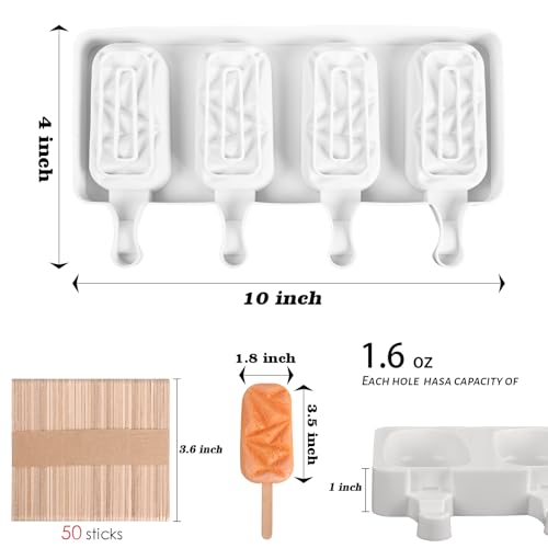 Sakolla 2 Pack 4 Cavities Diamond Shape Silicone Popsicle Molds - size: 2 Pcs Large Diamond - White