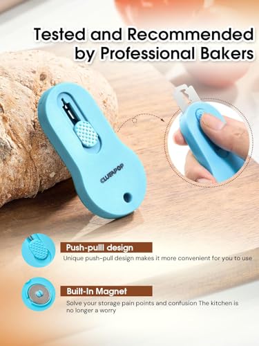 CLUEAPOP Bread Lame for Dough Scoring, Magnetic & Reusable Bread Lame Dough Scoring Tool, Anti-Slip Handle with Long Retractable Razor Blades, Sourdough Scoring Tool for Bread Making - color: LightBlue
