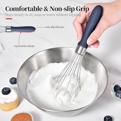 18/8 Stainless Steel Cooking Balloon Whisk (Small, Midnight Blue) - color: Midnight Blue, size: Small, 9.06in