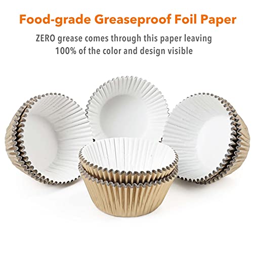 Gifbera Natural Metallic Foil Cupcake Liners - Standard Size Baking Cups Muffin Liners Paper for Celebration, 200-Count - color: Natural