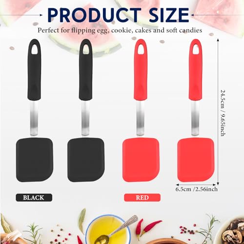 Gejoy 4 Pcs Silicone Turner Nonstick Flexible, Red, Black - color: Red, Black